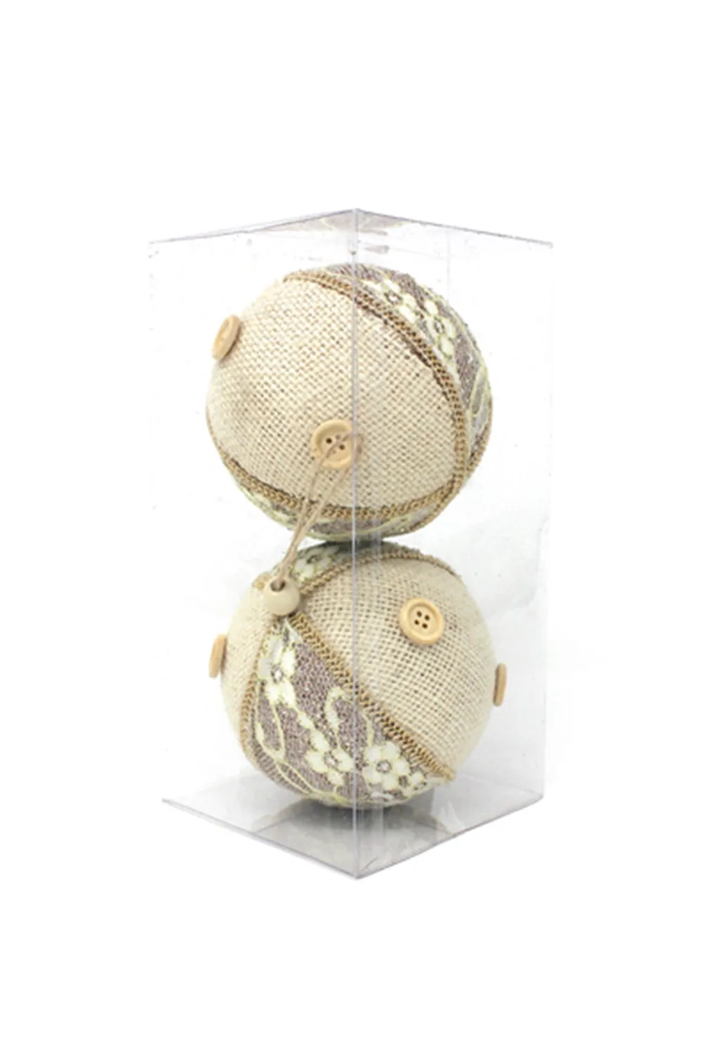 10CM BALL WITH LACE AND BUTTON ACCENTS (2 PCS)