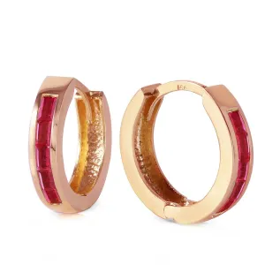 1.3 Carat 14K Solid Rose Gold Hoop Earrings Natural Ruby