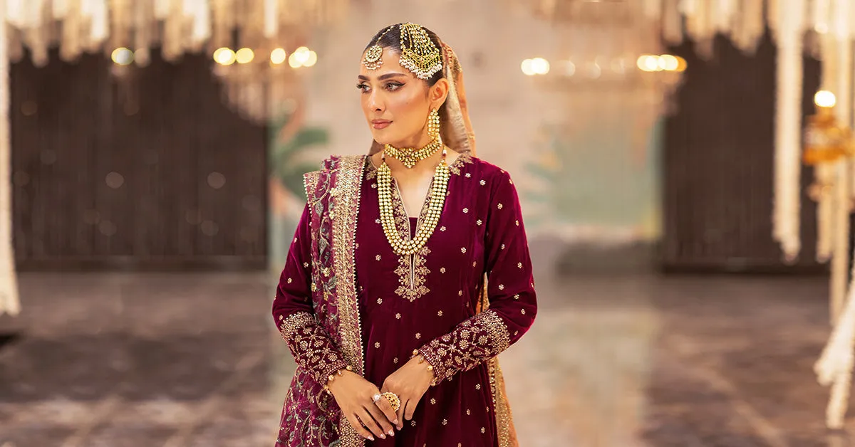 3 Piece Embroidered Velvet Suit | SF-W24-12