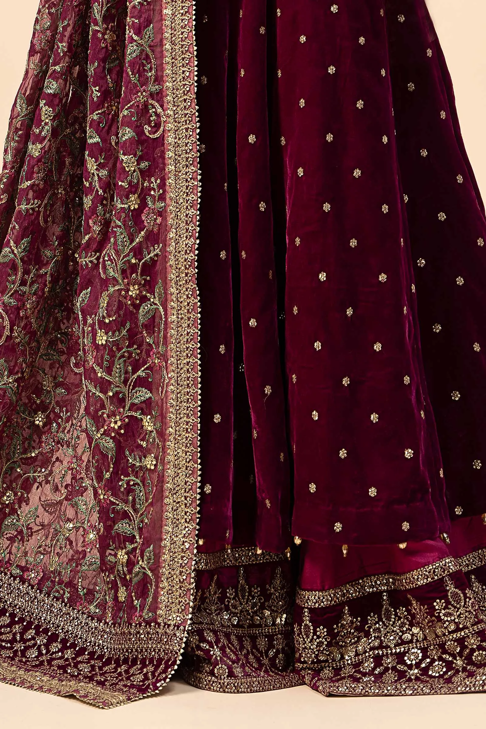 3 Piece Embroidered Velvet Suit | SF-W24-12