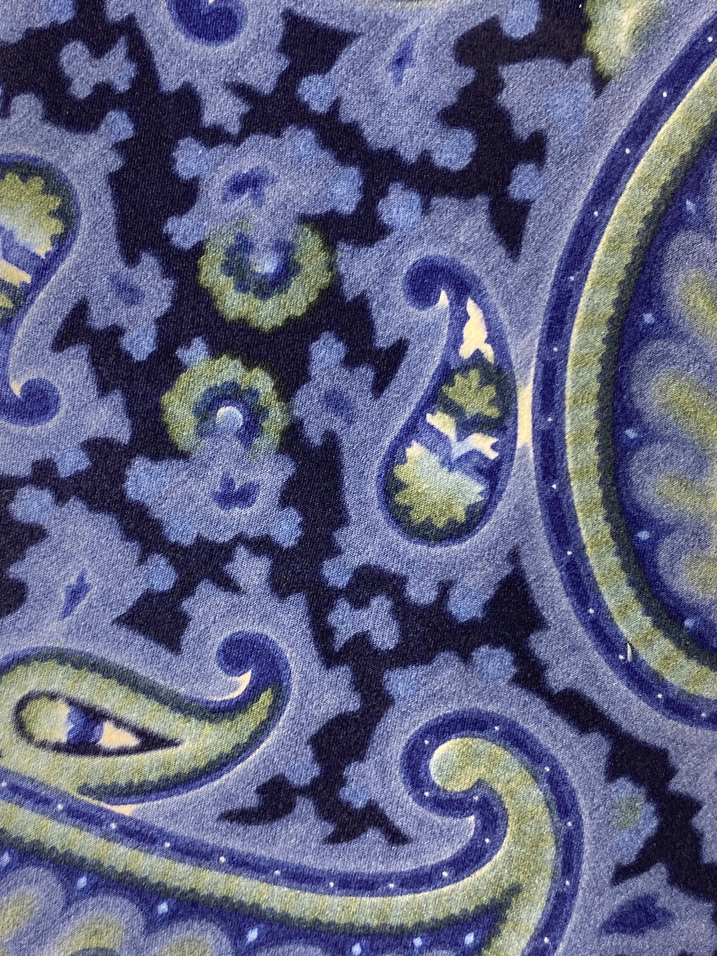 90s Deadstock Silk Necktie, Men's Vintage Blue Green Paisley Pattern Tie, NOS