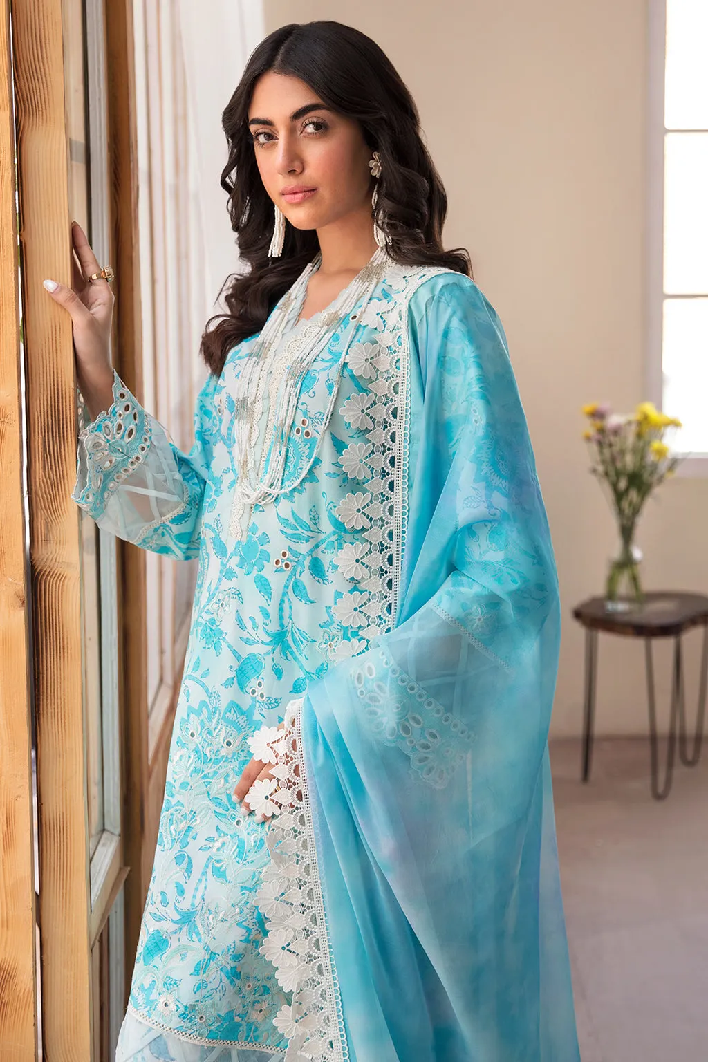 Afrozeh Printkari Lawn Collection – Blue Lagoon