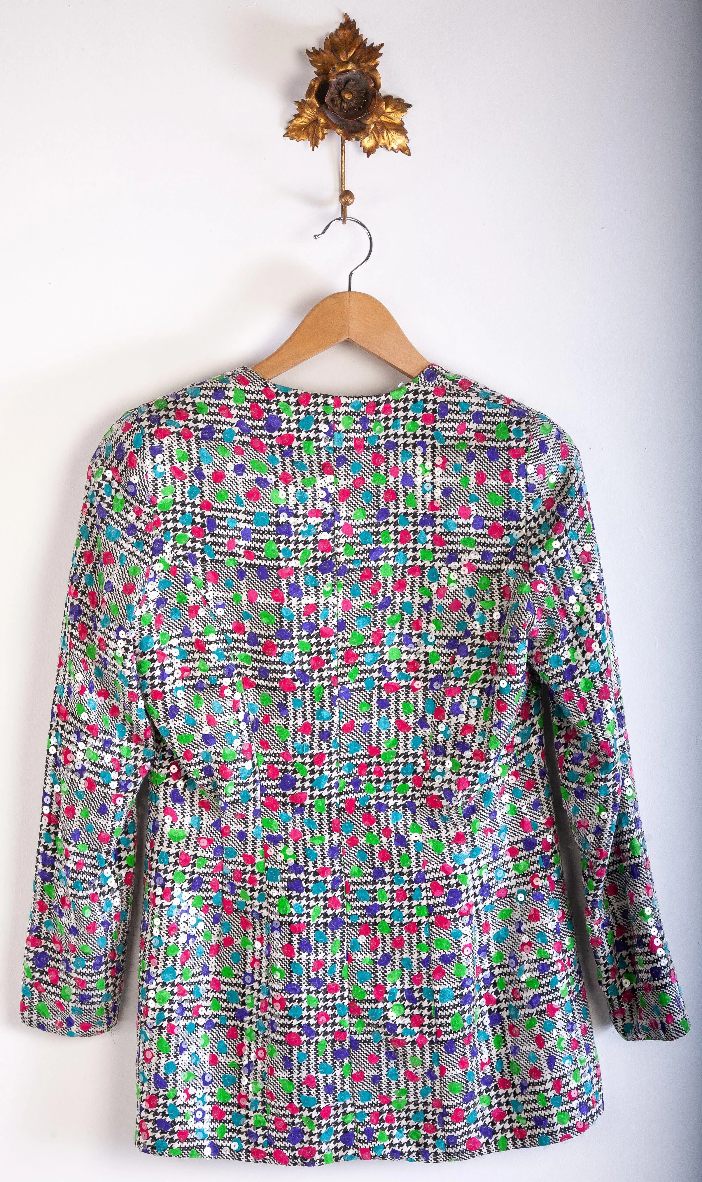 Anne Crimmins for UMI Collections Jacket 100% Silk Multicoloured with Sequins Size 12