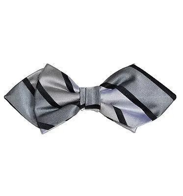 Black and Grey Silk Bow Tie by Paul Malone