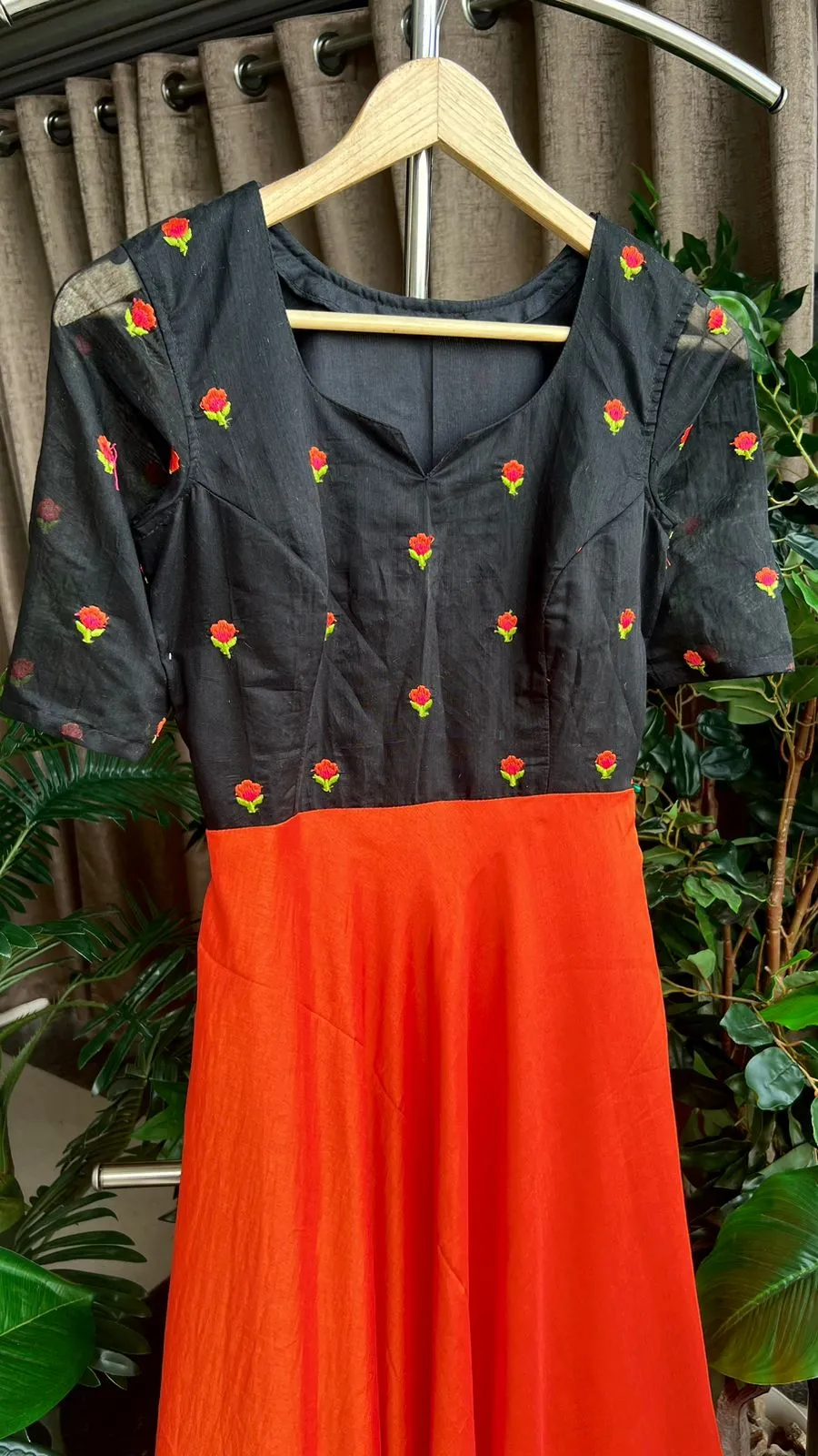 Black and red embroidery salwar suit