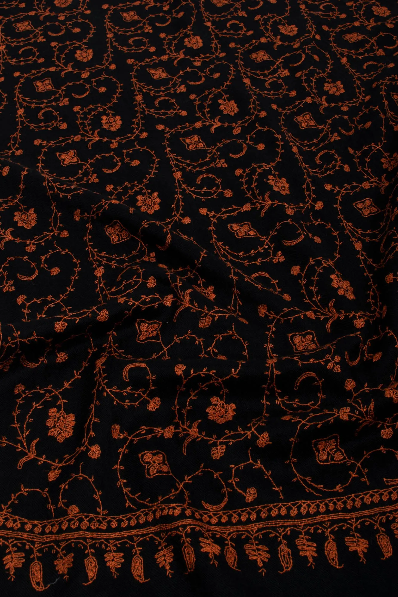 Black Floral Cashmere Scarf -KAIFAN