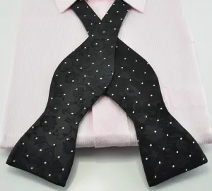 Black Floral Self Tie Bow Tie