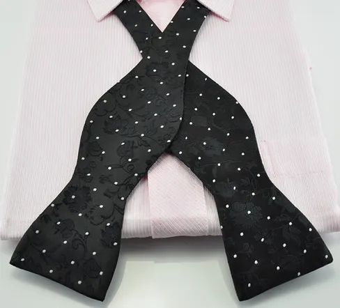 Black Floral Self Tie Bow Tie