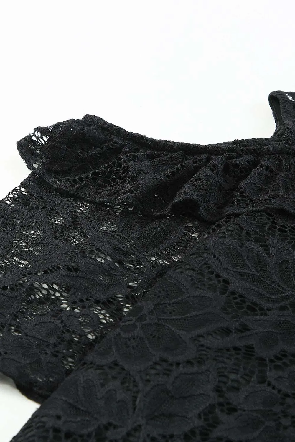 Black Lace Cold Shoulder Plus Size Dress