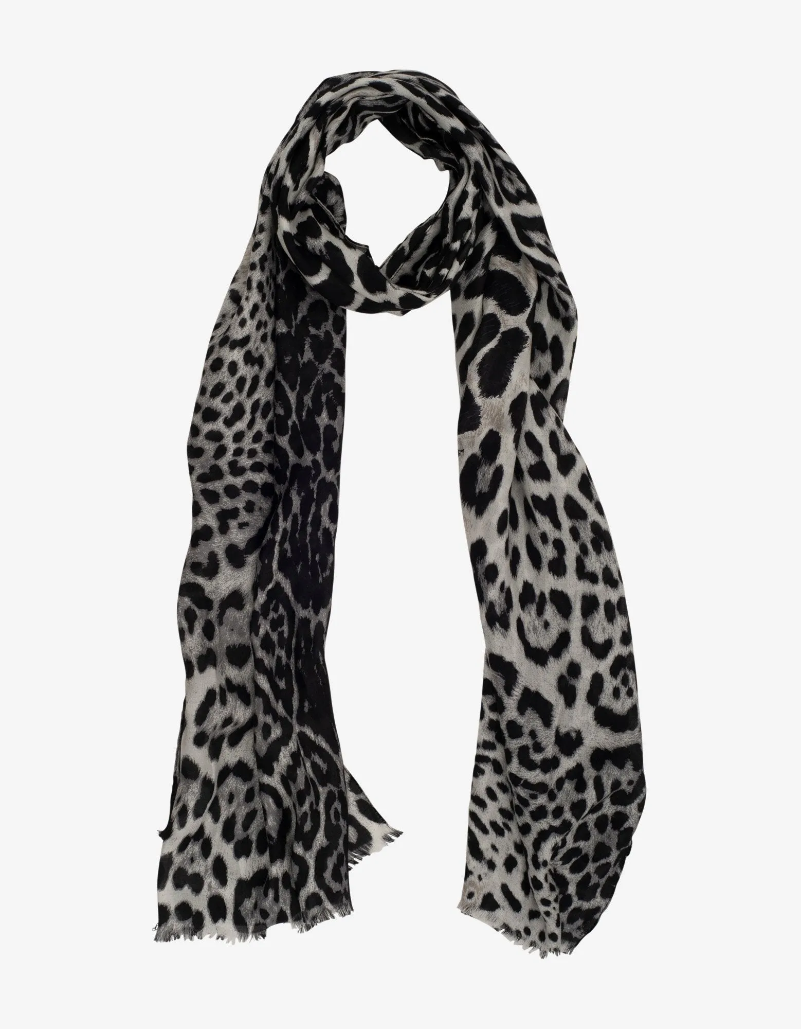 Black Leopard Print Silk Scarf