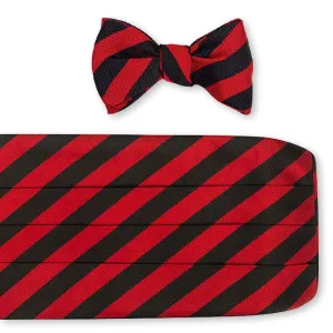 Black/ Scarlet Bar Stripes Cummerbund Set - CB626