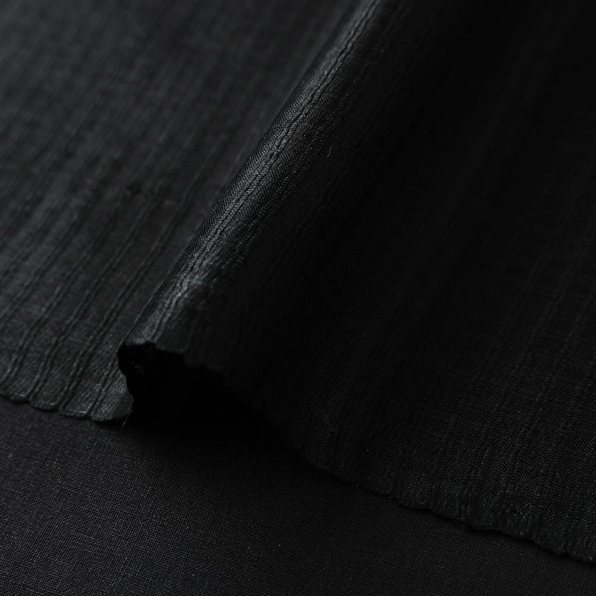 Black - Vidarbha Tussar Silk Checks Handloom Fabric