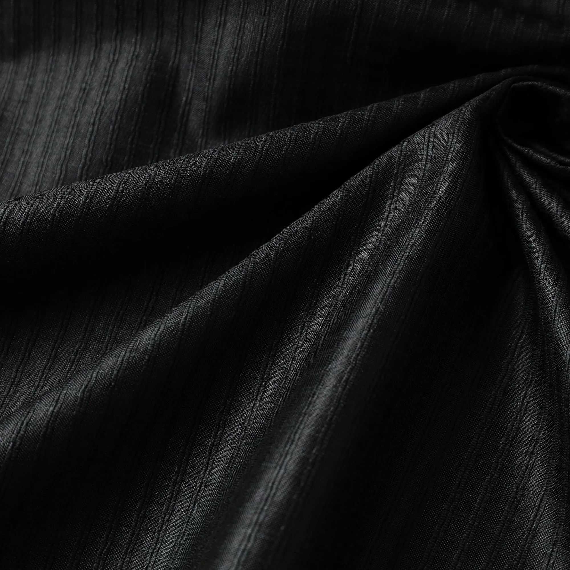 Black - Vidarbha Tussar Silk Checks Handloom Fabric