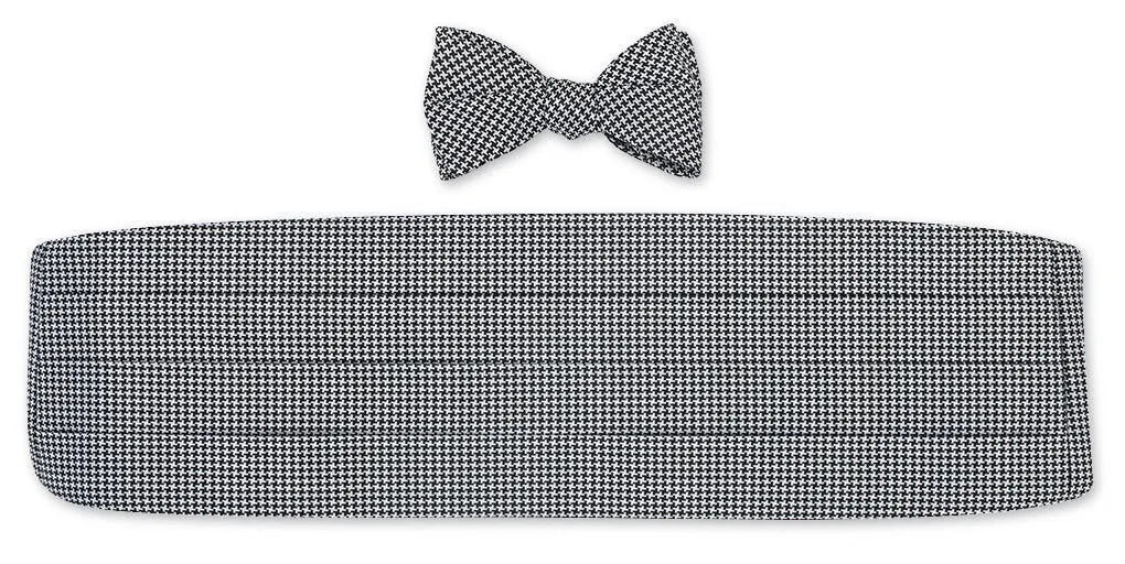 Black/White Houndstooth Cummerbund Set - CB1298