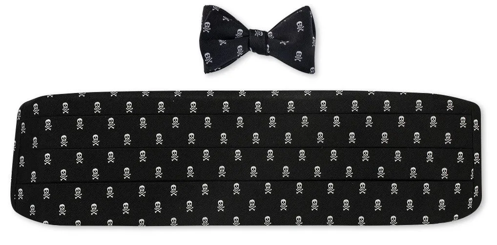 Black/White Jolly Rogers Cummerbund Set - CB1416