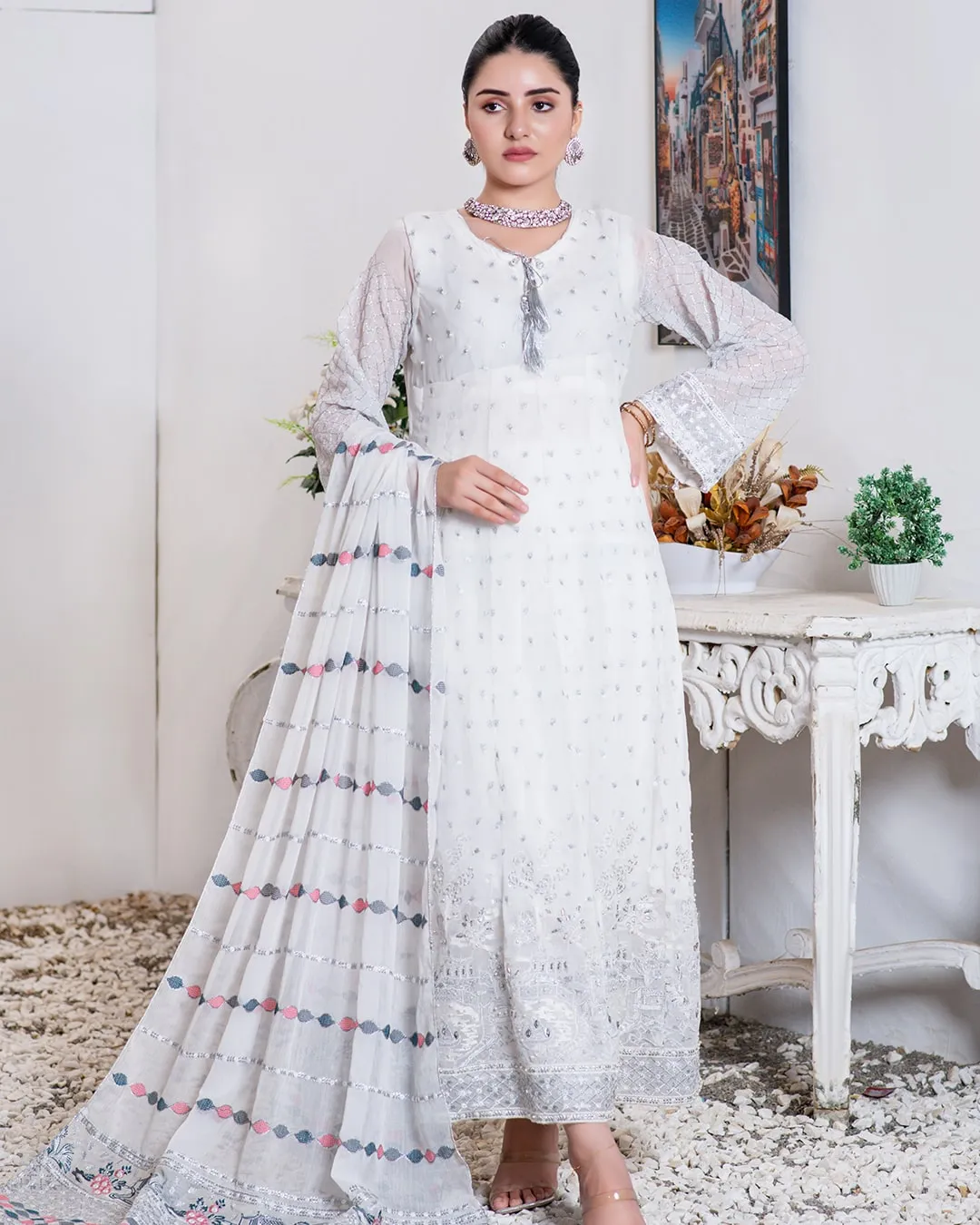 Blanco Semi-Stitched White Chiffon Collection Chapter-2 – D-04