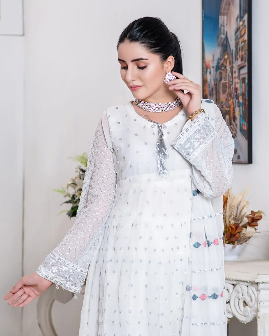 Blanco Semi-Stitched White Chiffon Collection Chapter-2 – D-04