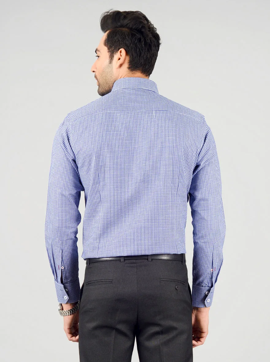 Blue & White Checked Slim Fit Evening Wear Shirt | Metal