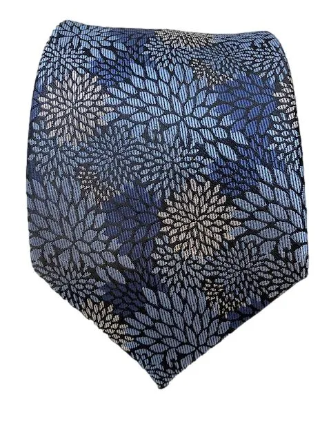 Blue and Silvery Blue Floral Extra Long Tie