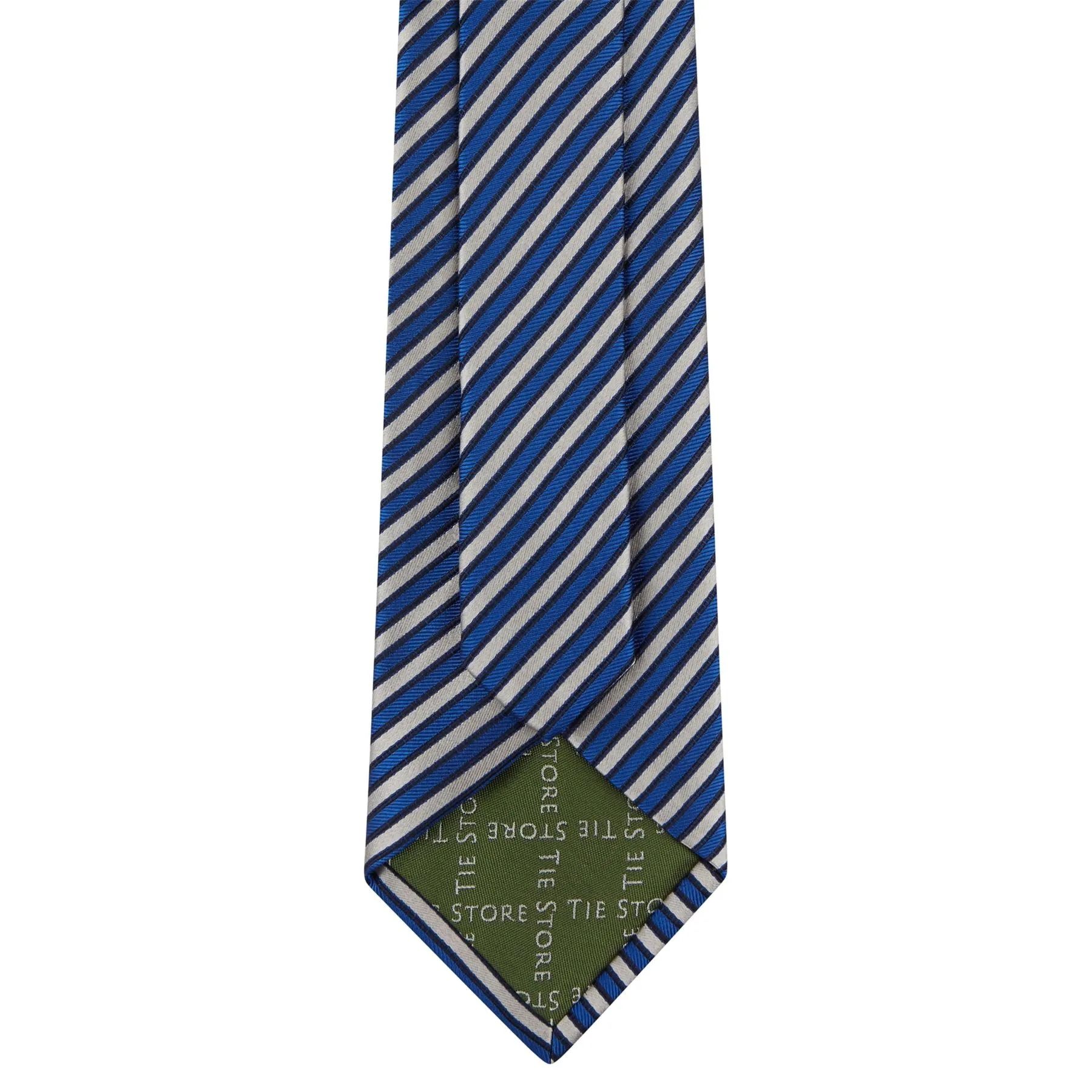 Blue and White Striped Luxury Woven Silk Tie