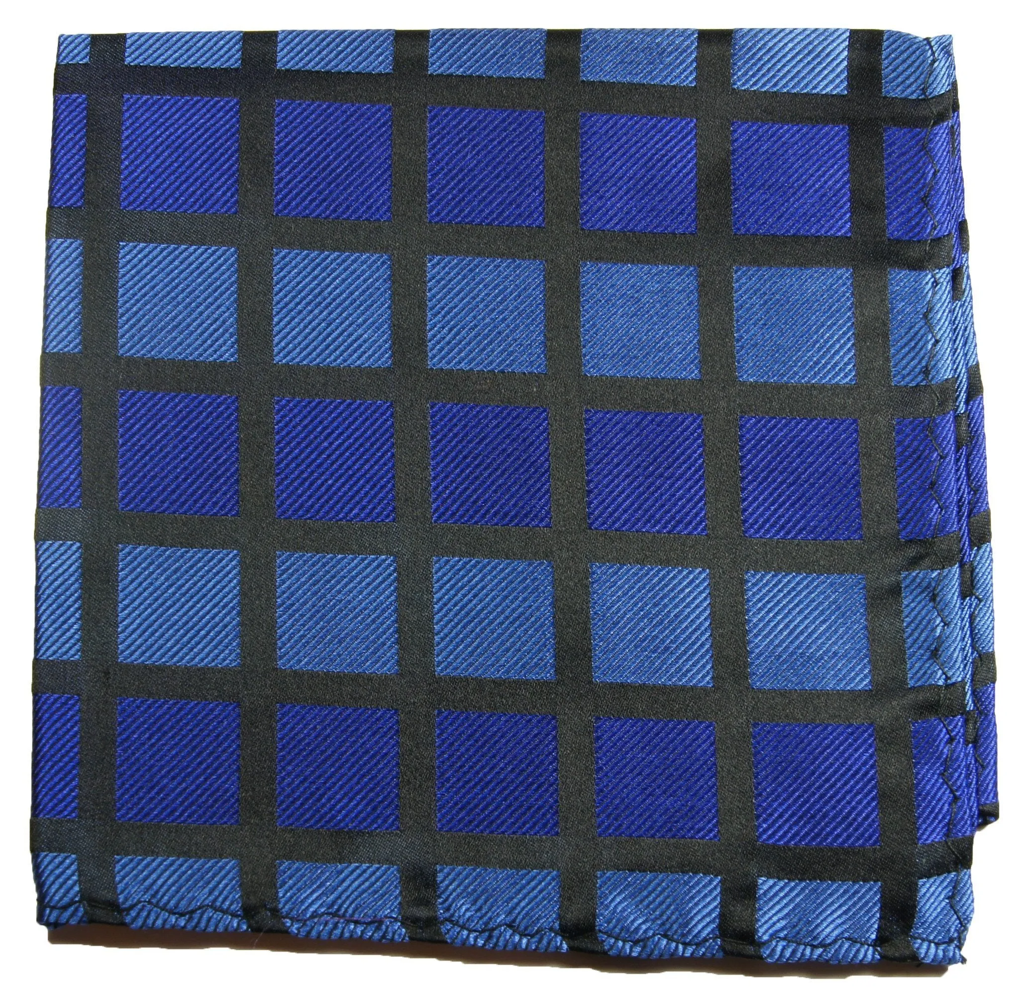 Blue Checkered Silk Pocket Square