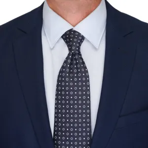 Blue Classic Circles Motif Woven Silk Tie