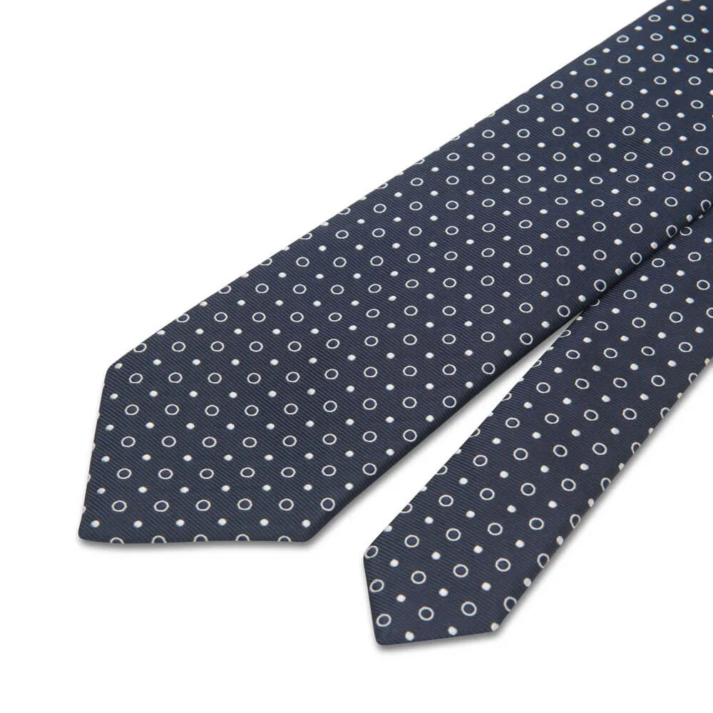 Blue Classic Circles Motif Woven Silk Tie