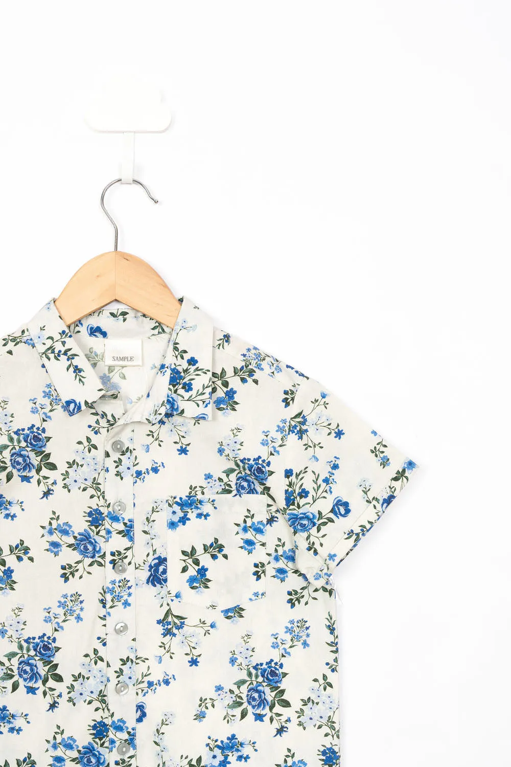 Blue Floral Print Shirt