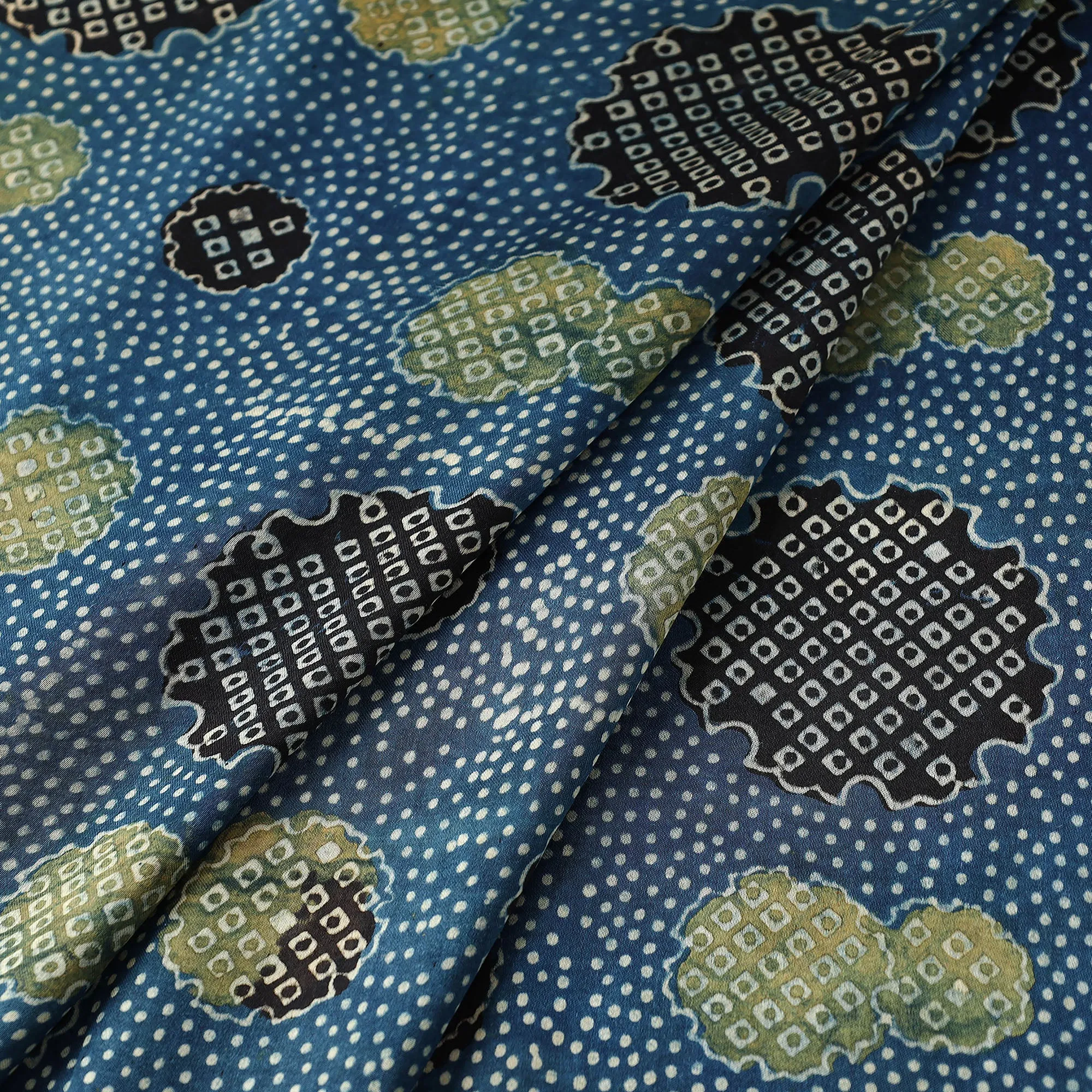 Blue - Modal Silk Ajrakh Print Fabric 25