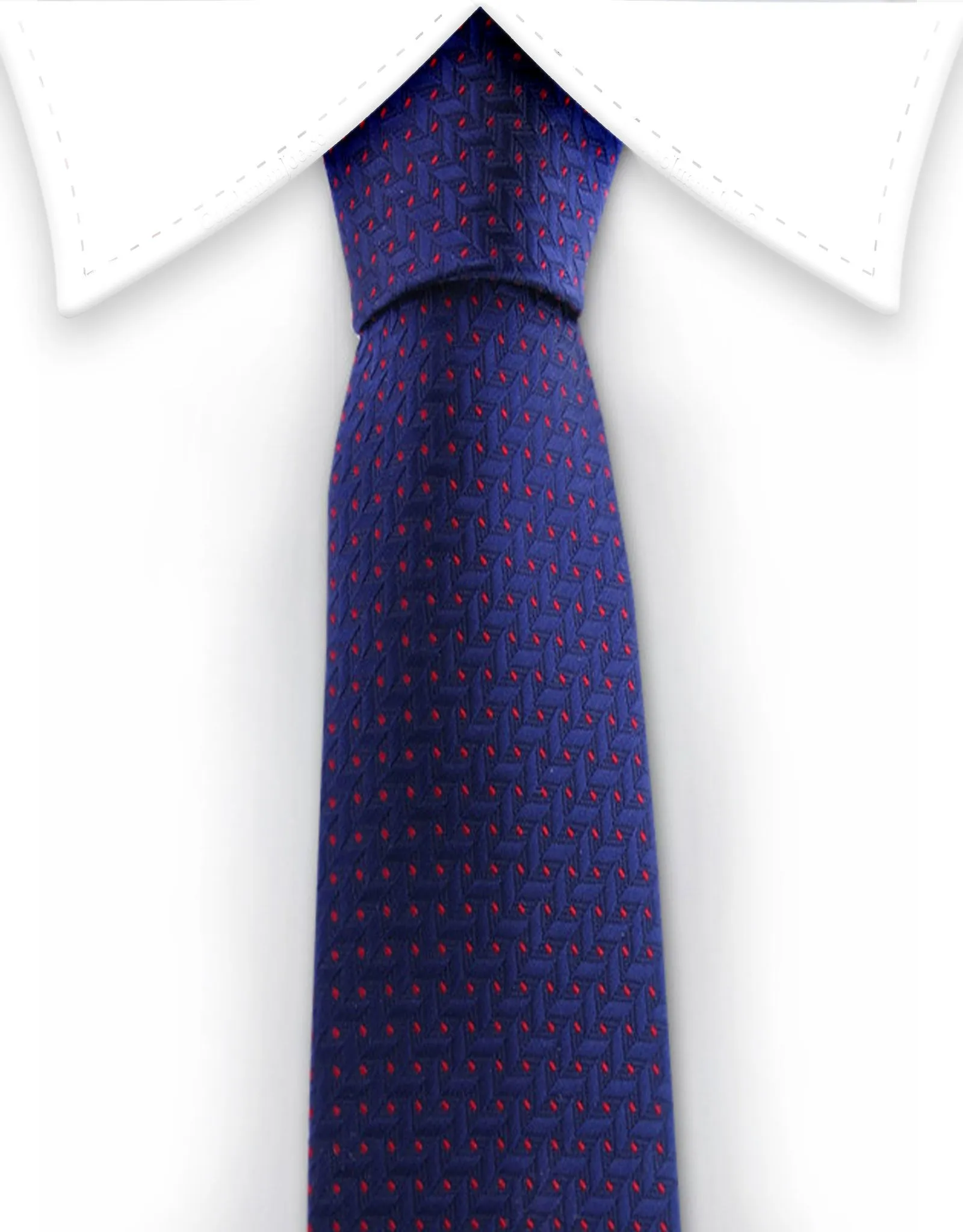 Blue Skinny Tie with Red Flecks