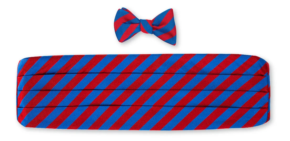 Blue/Red Bar Stripes Cummerbund Set - CB1092