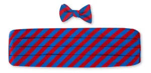 Blue/Red Bar Stripes Cummerbund Set - CB1092