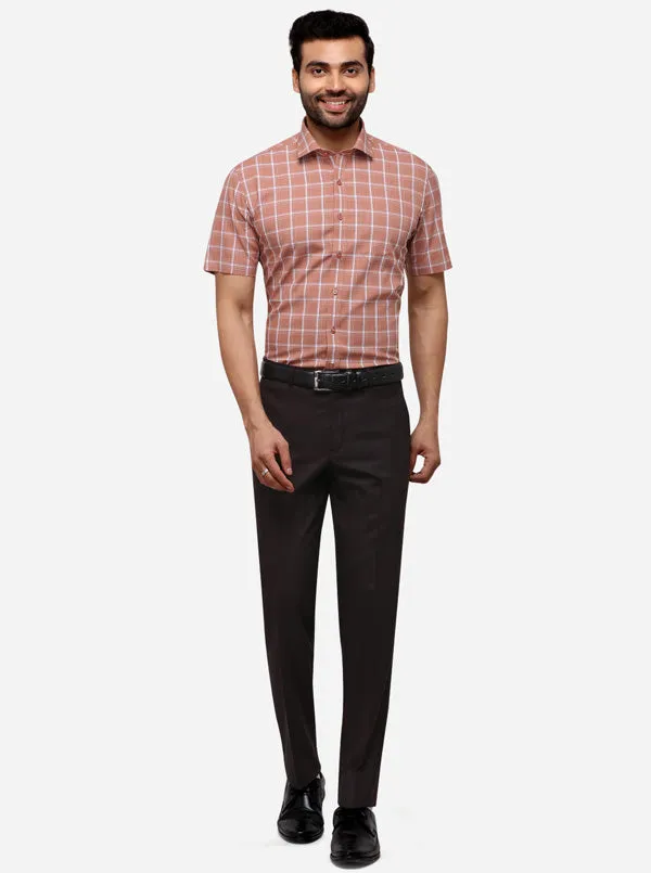 Cantaloupe Checked Regular Fit Formal Shirt | Greenfibre