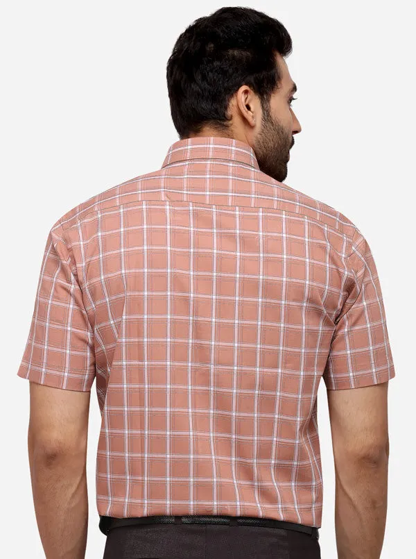 Cantaloupe Checked Regular Fit Formal Shirt | Greenfibre