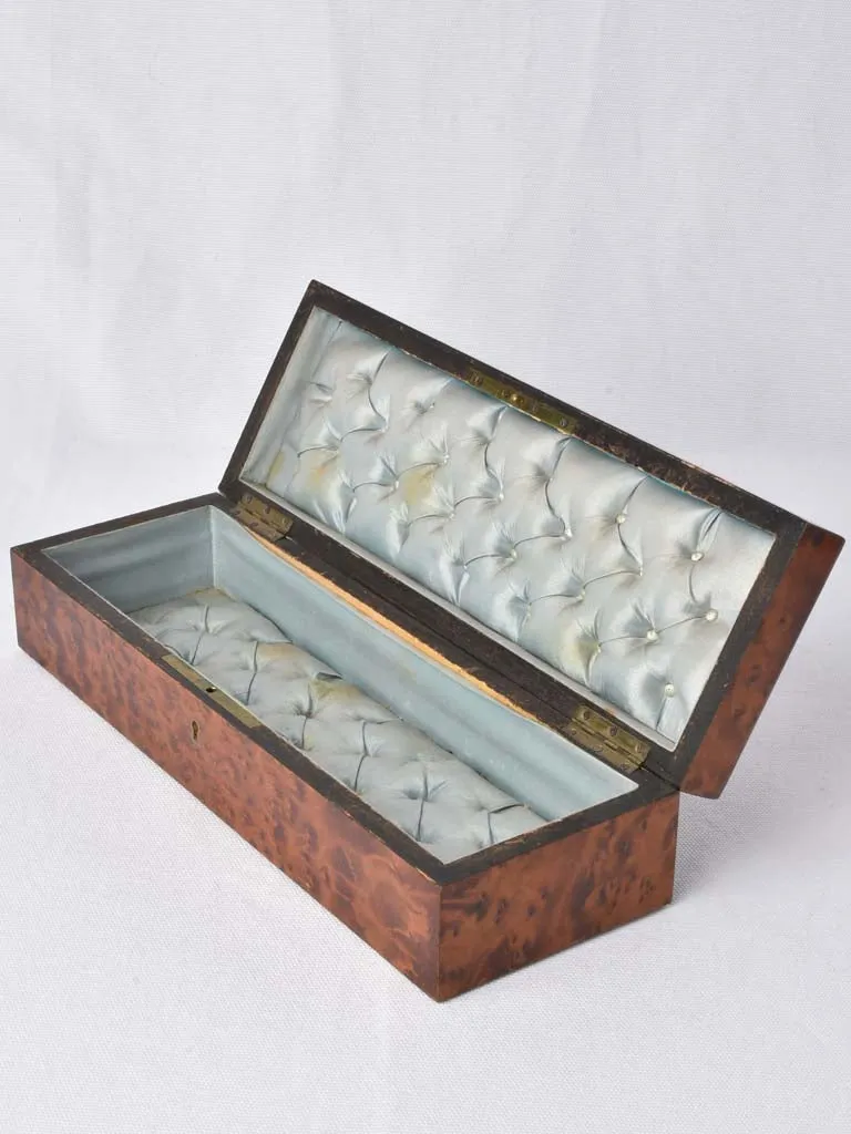 Charles X glove box w/ tufted silk lining 12½"