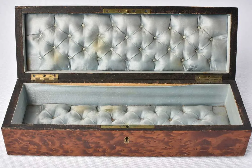 Charles X glove box w/ tufted silk lining 12½"