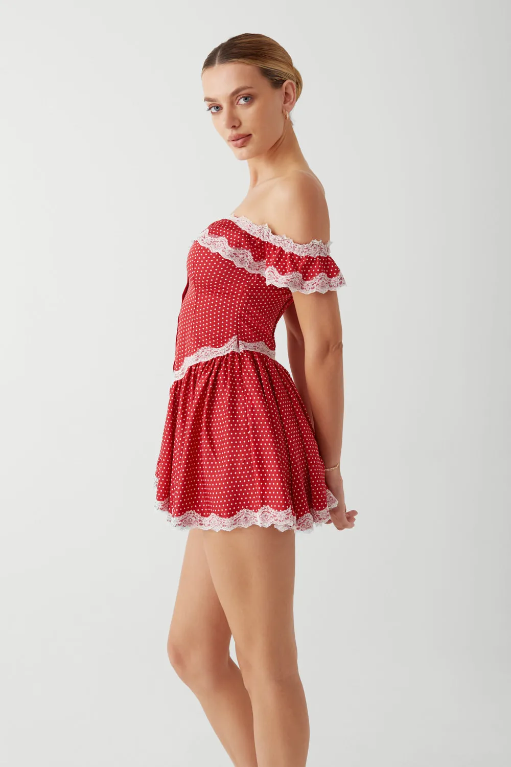 Charli Mini Dress - Scarlet Dot