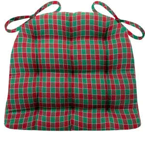 Checkers Red and Green Chair Pad - Latex Foam Fill