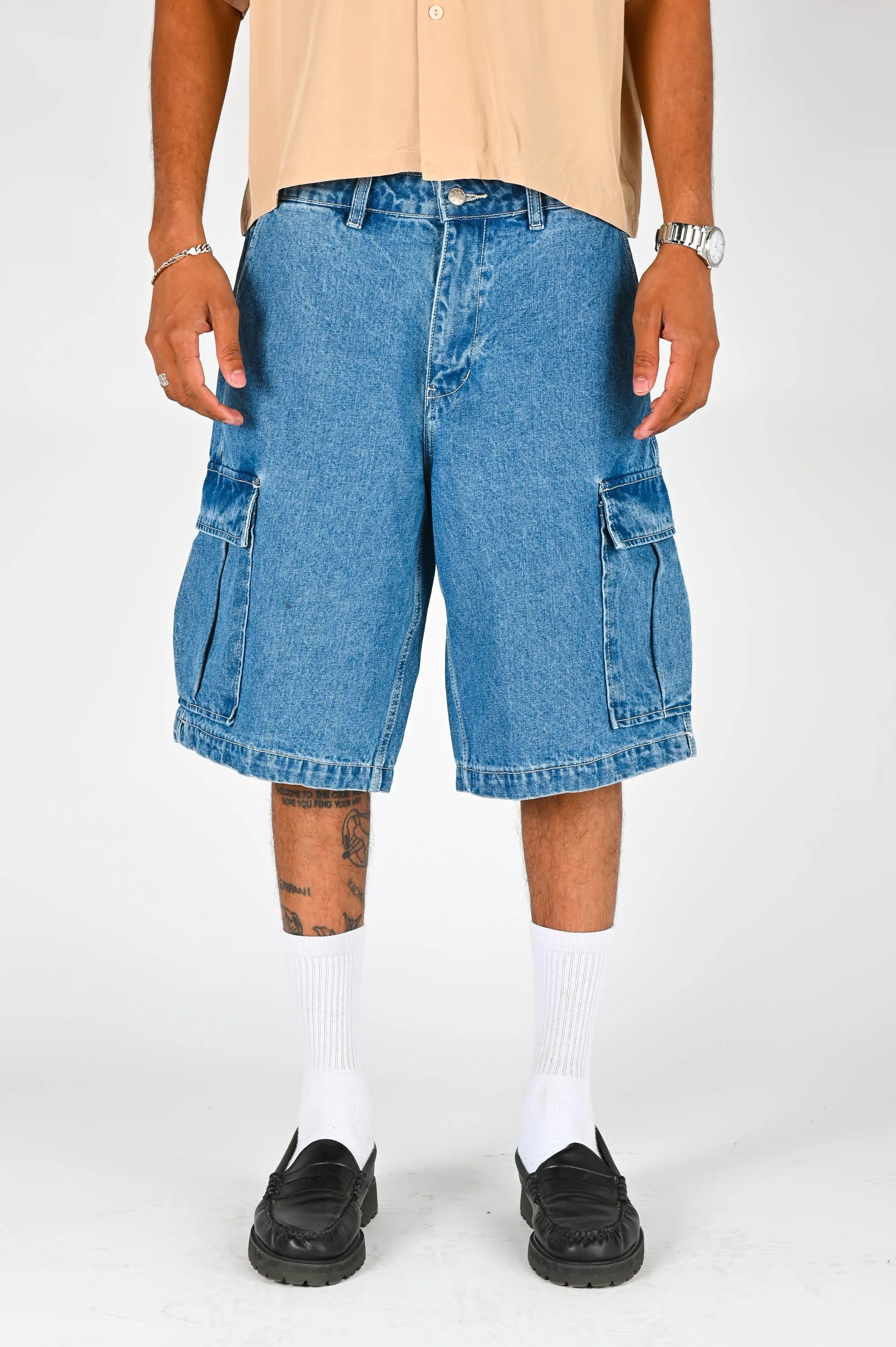 Checks 'Medium Wash' Cargo Jorts