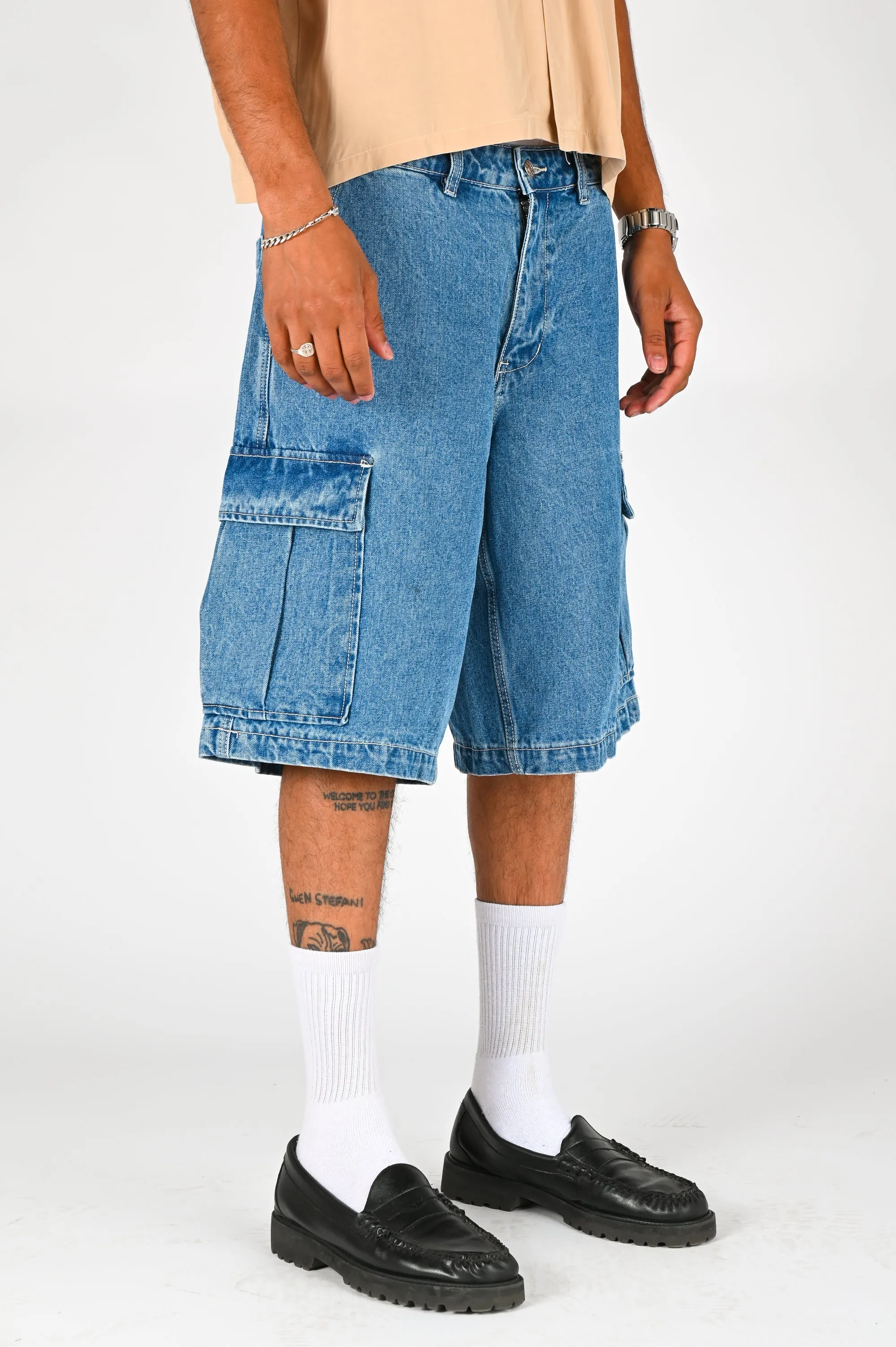 Checks 'Medium Wash' Cargo Jorts