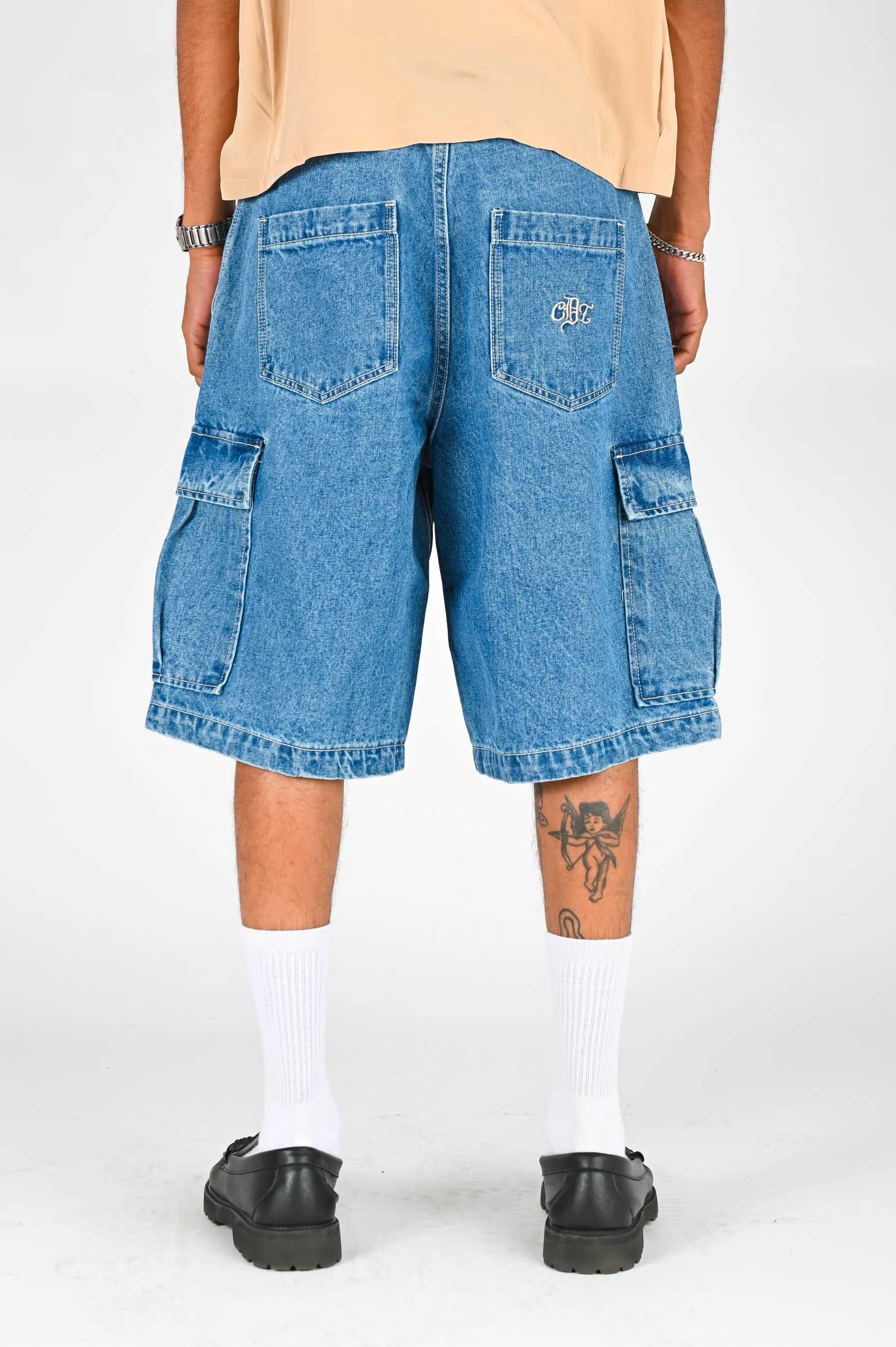 Checks 'Medium Wash' Cargo Jorts