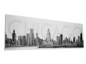 CHICAGO Skyline Canvas Fine Art Pencil Illustration With Frame