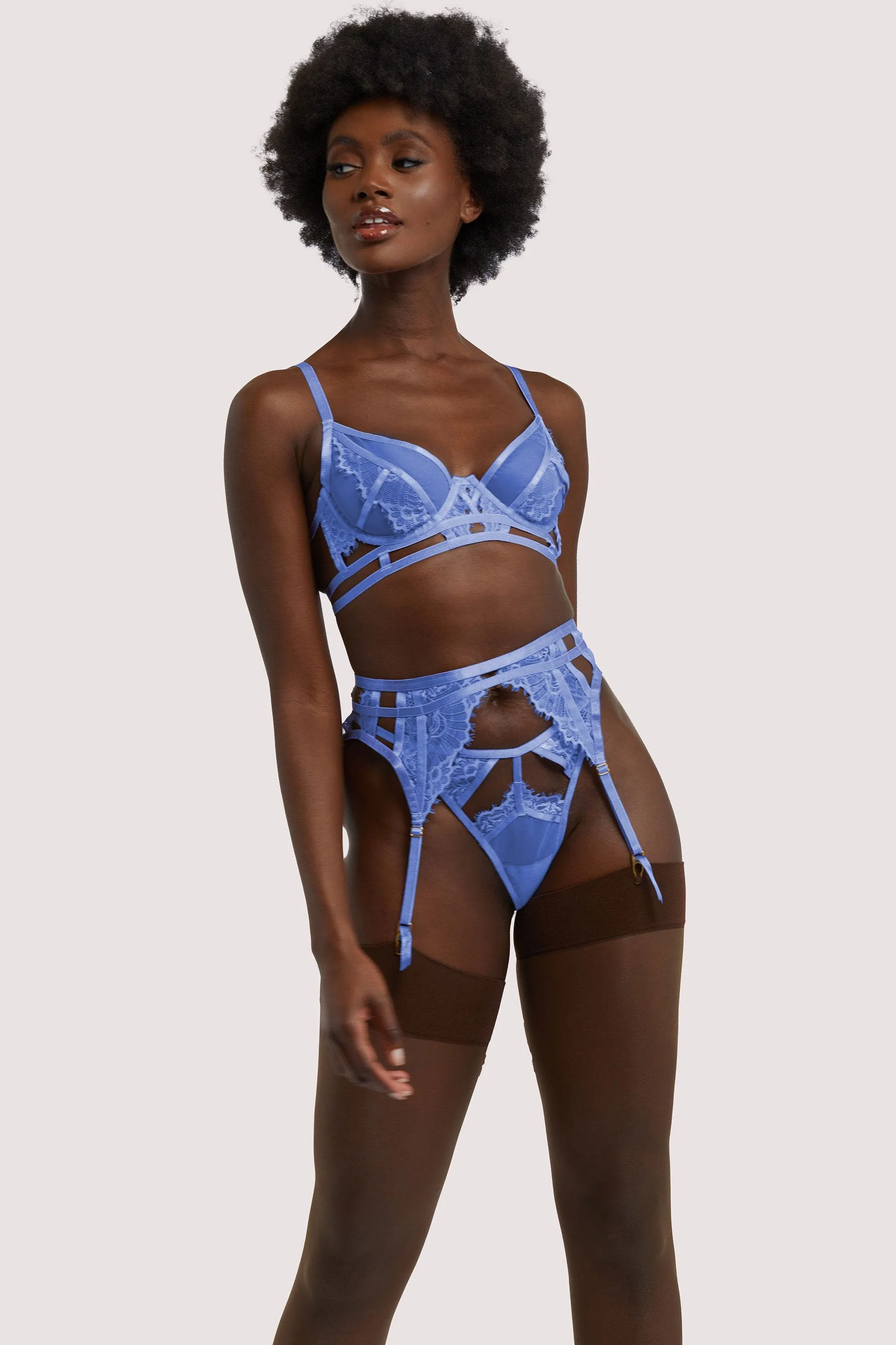 Claire Blue Caged Lace Bra