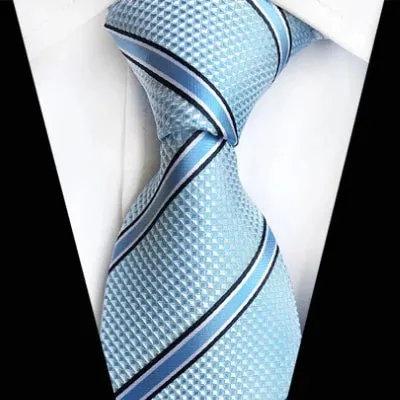 Classy Men Classic Light Turquoise Striped Silk Tie