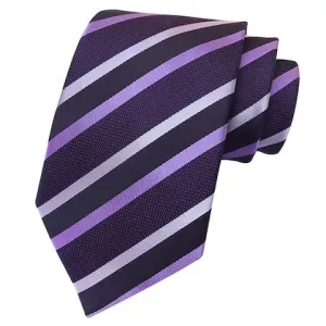 Classy Men Classic Purple Striped Silk Tie