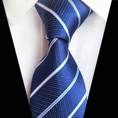 Classy Men Classic Royal Blue Striped Silk Tie