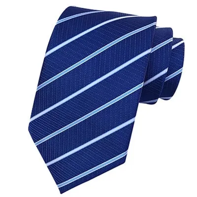 Classy Men Classic Royal Blue Striped Silk Tie