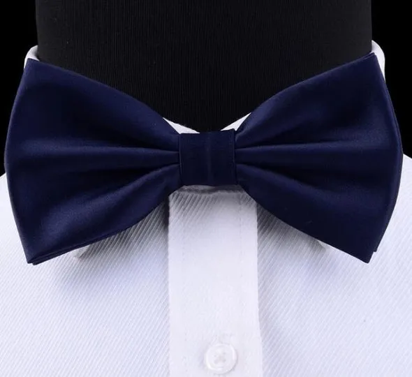 Classy Men Navy Blue Silk Pre-Tied Bow Tie