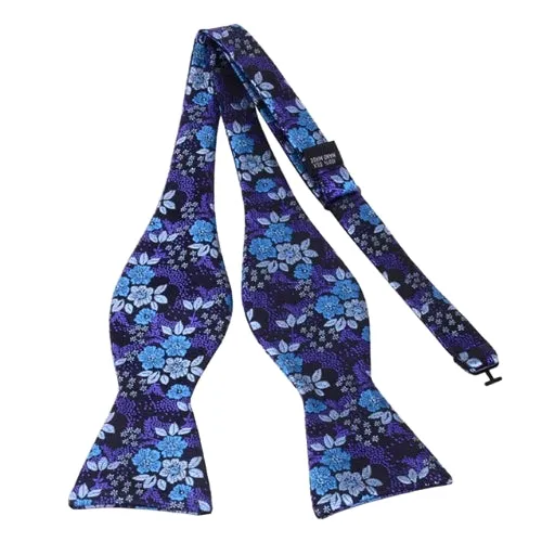 Classy Men Purple Floral Silk Self-Tie Bow Tie