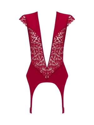 Coco de Mer Ravenna Suspender Top in Ruby